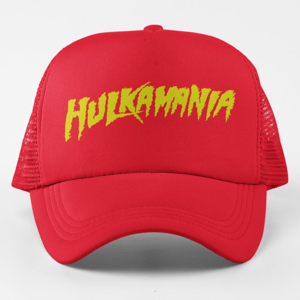 NEW Hulkamania Logo Foam Trucker Mesh Snapback Hat RED